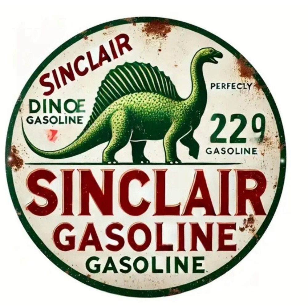 New Sinclair Gasoline Tin Metal Sign 8x8 Man Cave Garage Bar Game Room Dinousaur